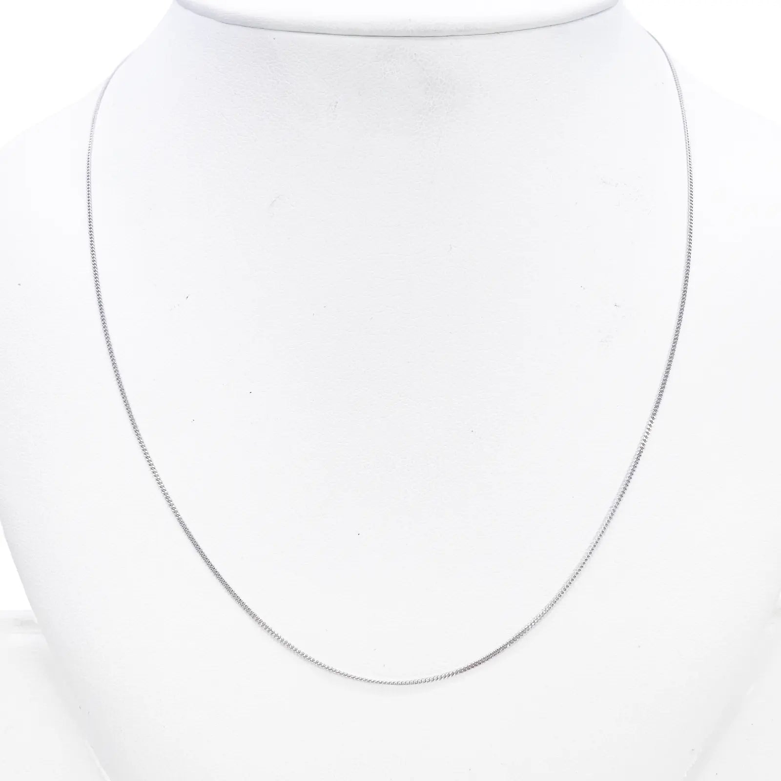 Platinum Curb Chain Necklace 18 Inches 0.8mm Width 