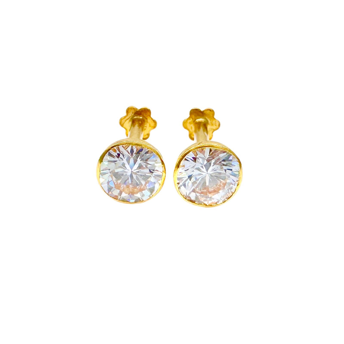 22ct Yellow Gold Round Bezel Children's Stud Earrings 2.5-4.5mm