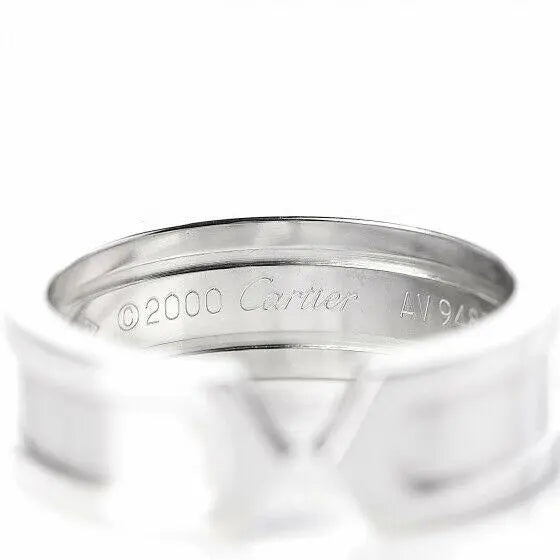 C De Cartier 18K White Gold 6mm Band Cartier Size 52 UK Size L Mint Condition 